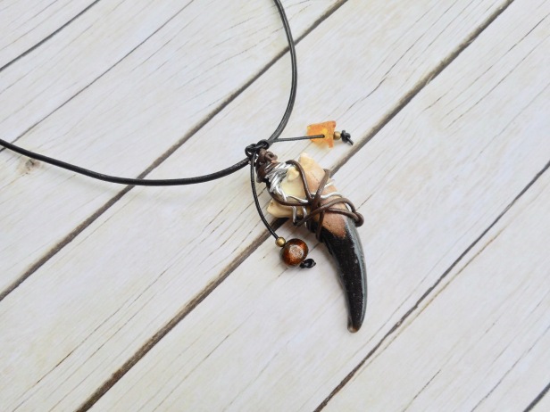 Real crab claw pendant leather necklace bohemian style fashion jewelry mens ladies jewel amber stone decorated handmade jewelery Etsy shop shops shopping jewellery beach8