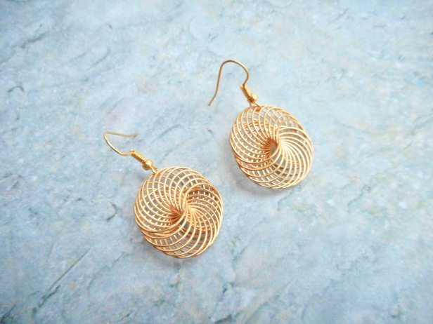 Golden earrings ladies fashion jewelry handmade jewelery stylish style knot spiral shop Etsy shops shopping gifts store accessories